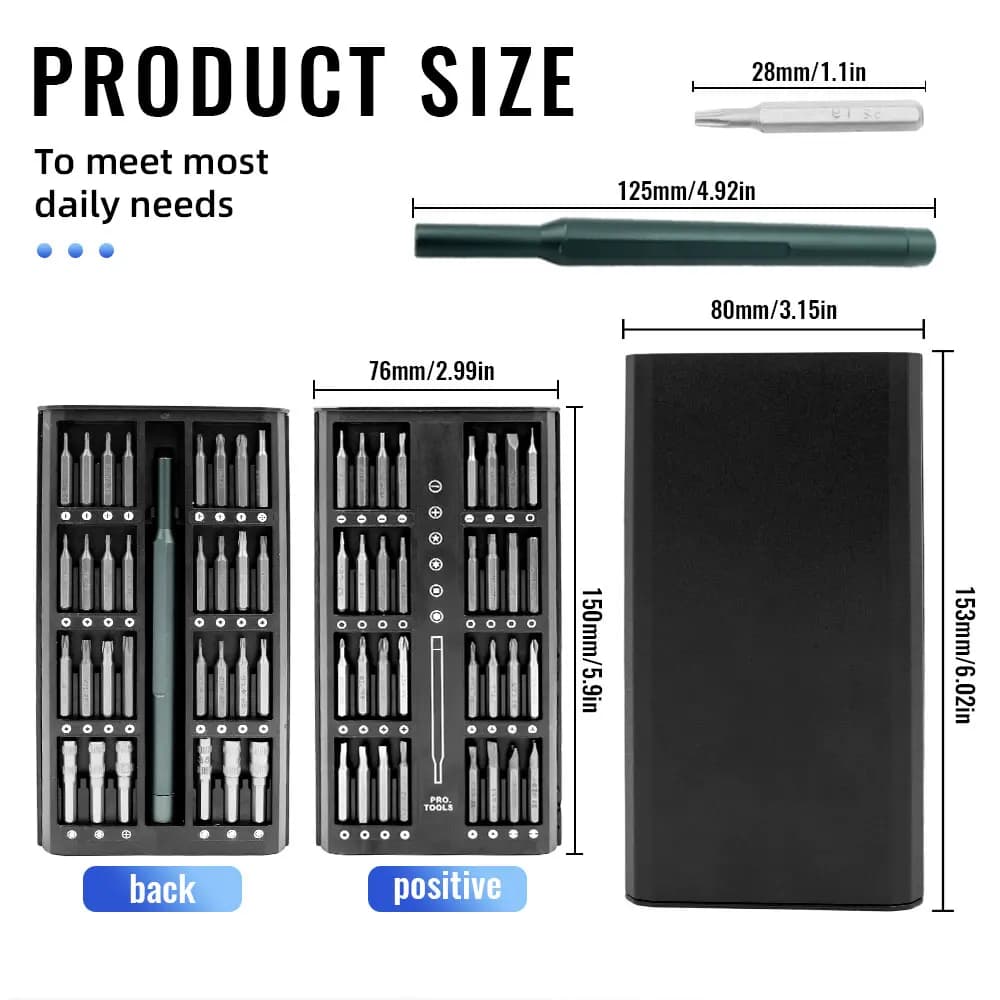 Set di Cacciaviti di Precisione 63 in 1 con Punte Magnetiche Phillips e Torx, Kit Professionale per Riparazioni di iPhone, Orologi e Fotocamere