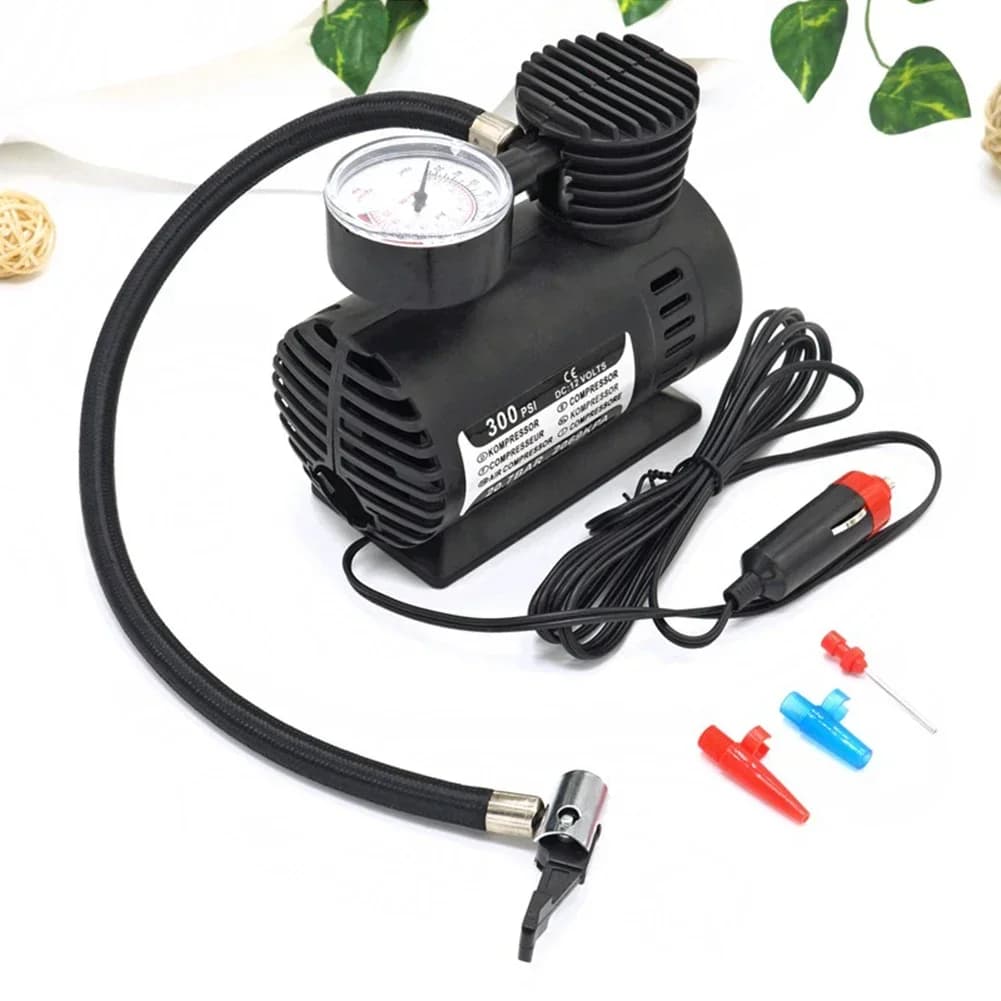 Mini Compressore d'Aria Elettrico 12V 300PSI con Manometro, Pompa Portatile per Pneumatici ad Alta Precisione, Compressore d'Aria Elettrico Compatto