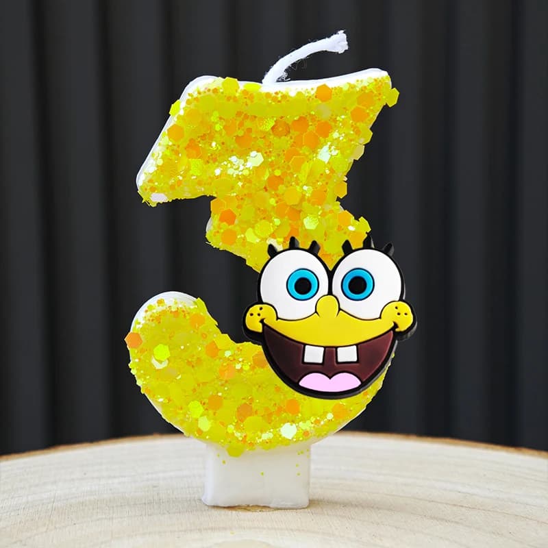 Candele a forma di SpongeBob SquarePants per torte di compleanno, decorazioni per feste di compleanno per bambini.