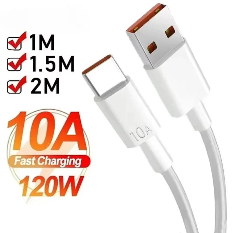 USB Type C Cable 120W 10A Fast Charging Wire Mobile Phone USB For Huawei P30 Xiaomi Realme Samsung Poco x6 USB C Data Cable Cord