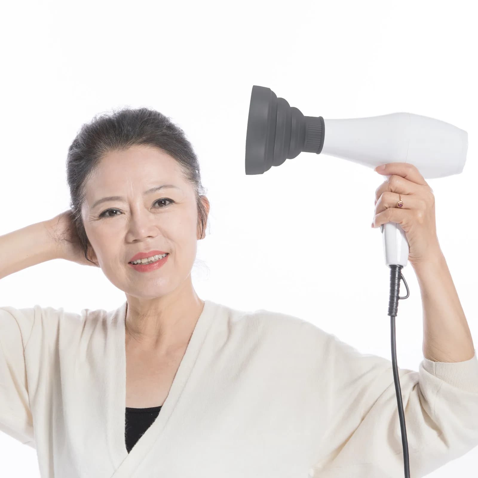 Universal Collapsible Hair Dryer Nozzle Silicone Salon Travel Concentrator Diffuser Attachment Hairdressing Accessory Grey
