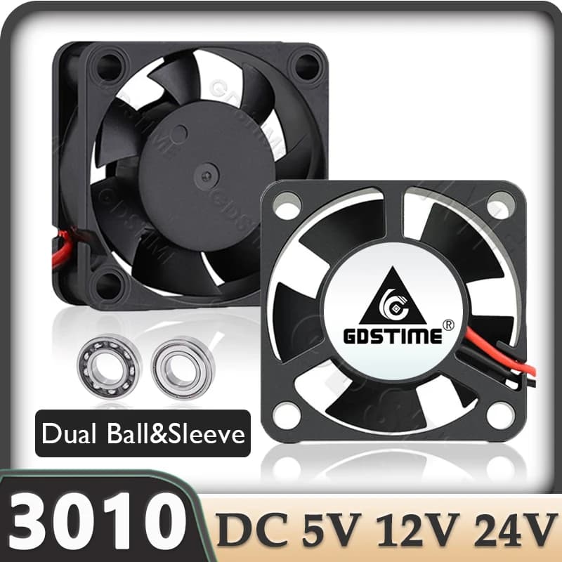 Gdstime 3010 Ventola 24V Ventola di raffreddamento a doppia sfera 3cm DC 12V 5V Ventola radiale 30x10mm Ventola assiale senza spazzole per stampante 3D Mini dispositivo di raffreddamento