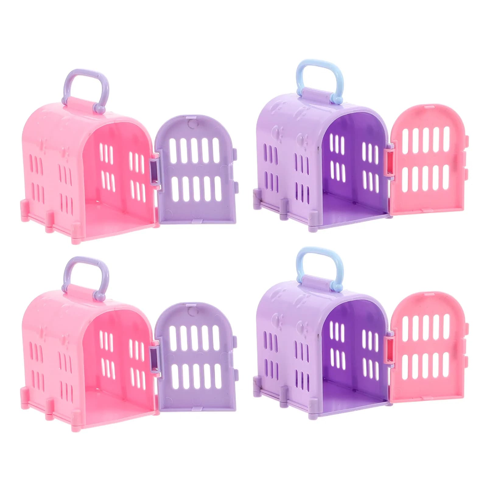 Set di 4 Eleganti Trasportini per Animali Domestici in Miniatura, Realizzati con Cura per Gioco Immaginativo, Animali Realistici in Scala Ridotta