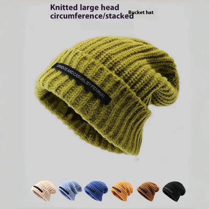 Caldo lavorato a maglia patchwork cappello invernale da uomo viso dimagrante berretto con risvolto da coppia alla moda berretto casual in maglia stile street