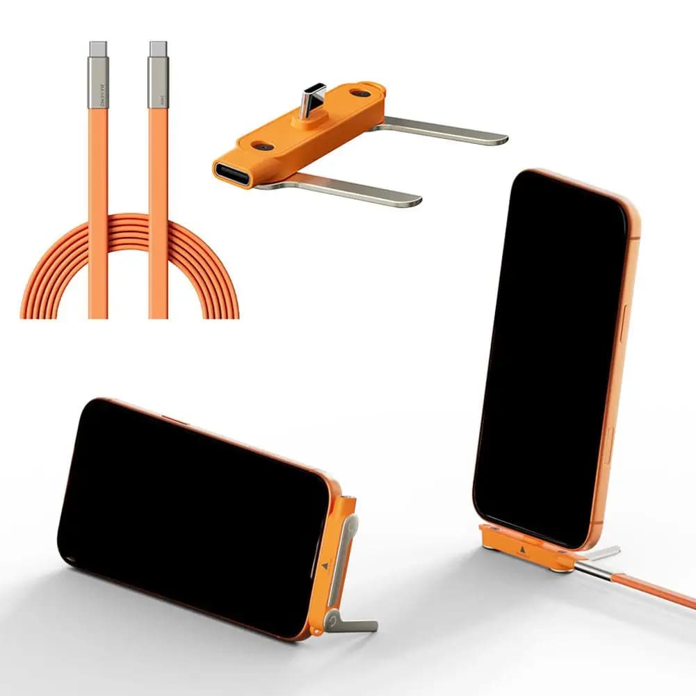 Cavo Type-C 240W per Trasferimento Dati e Ricarica Rapida, Supporto Telefono Girevole a 360 Gradi, Cavo PD Type-C per iPhone 15-17 Samsung Xiaomi