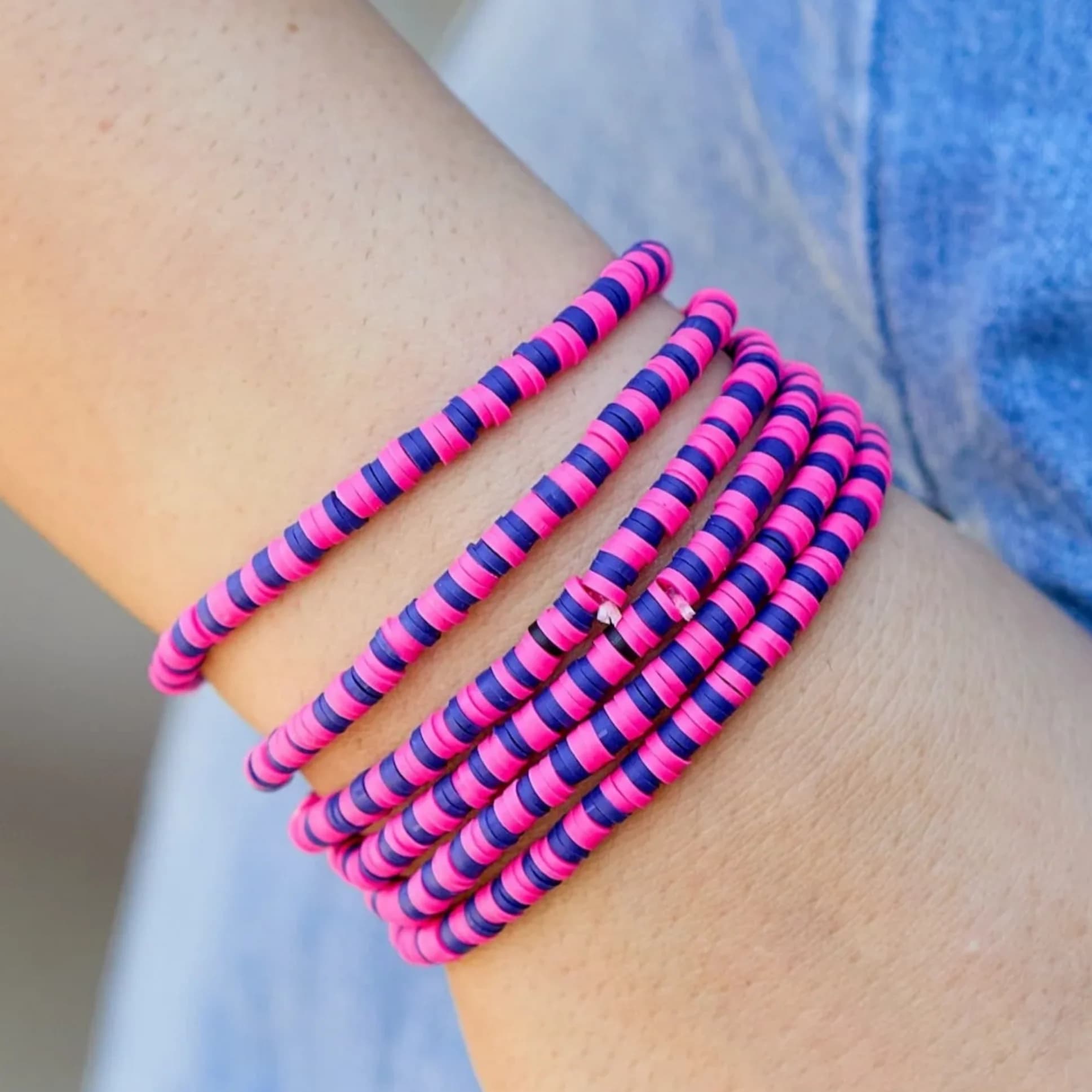 CCGOOD Bracciale estivo Boho da donna, con perline in argilla polimerica ecologica color lavanda, gioielli da spiaggia, regali, accessori per vacanze nuziali