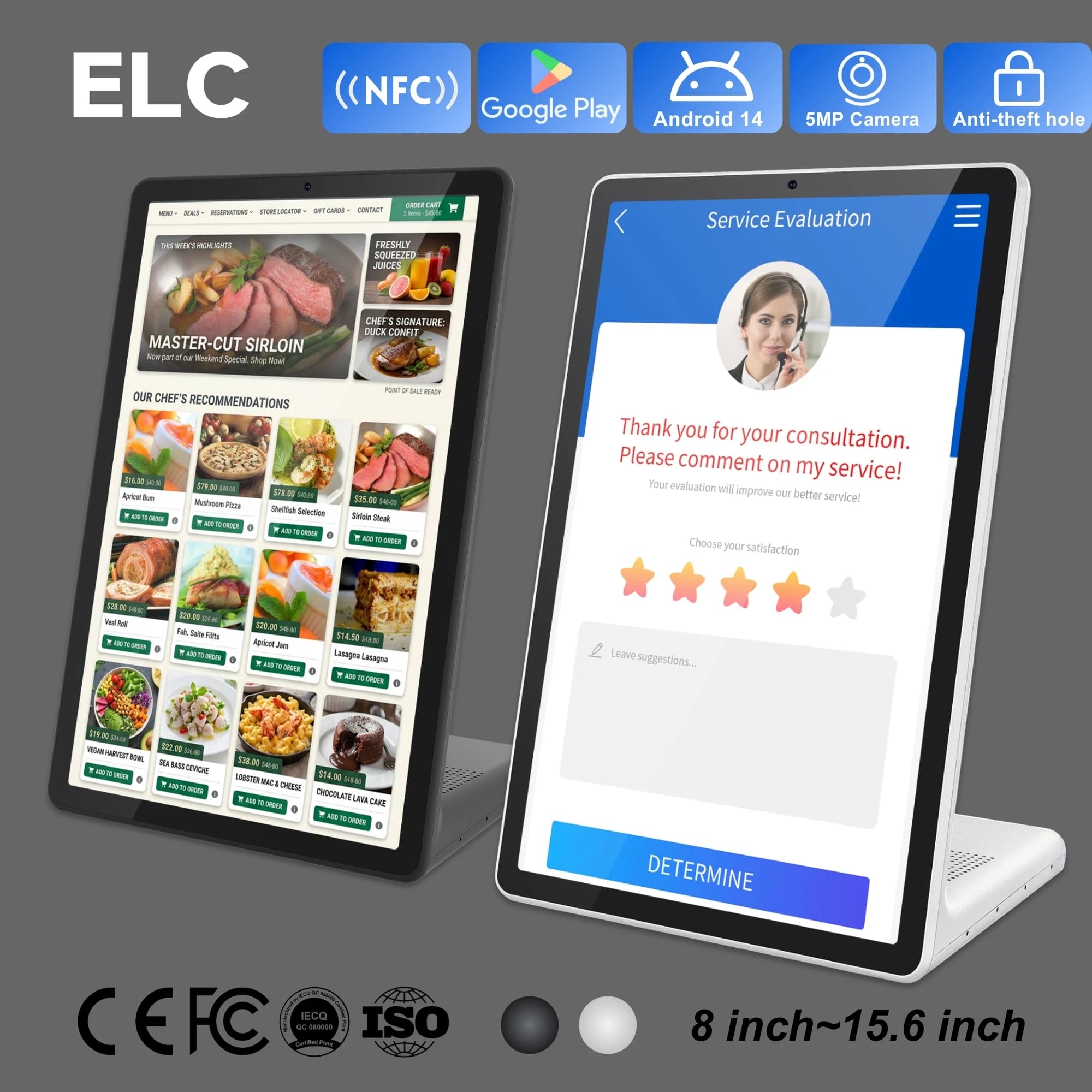 Chiosco Desktop Integrato, Tablet Desktop Integrato a L, Android 14 Verticale per Feedback, Nessun Assemblaggio Richiesto