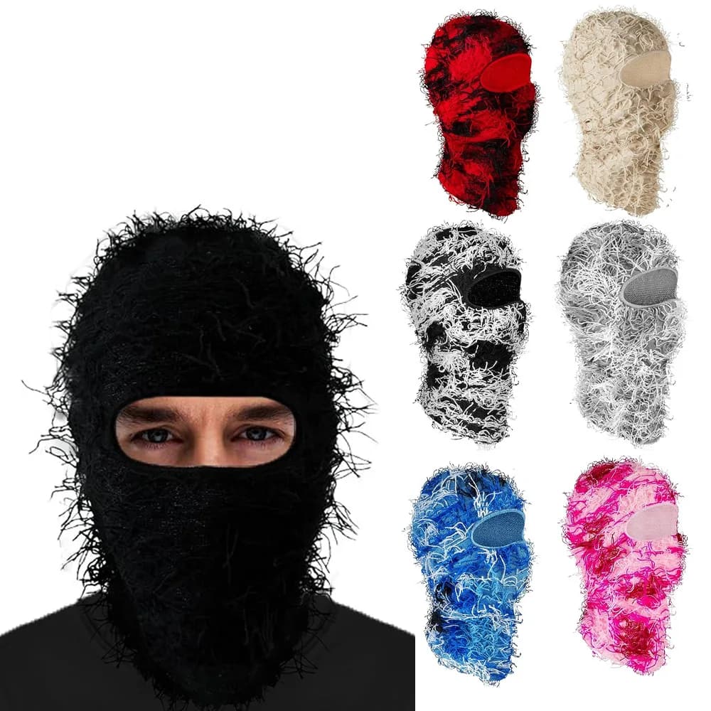 Nuovo cappello passamontagna sfocato copertura integrale maschera da sci berretti lavorati a maglia inverno invecchiato antivento caldo collo di bicicletta berretto mimetico