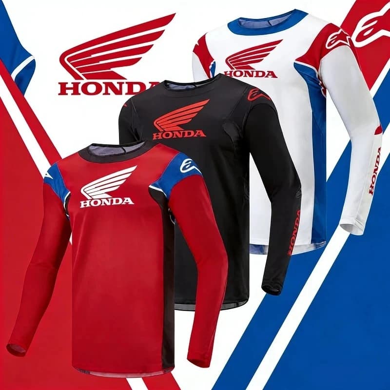 Honda 2026 Nuova Maglietta Estiva per Moto Fuoristrada, Abbigliamento Sportivo Traspirante per Uomo e Donna
