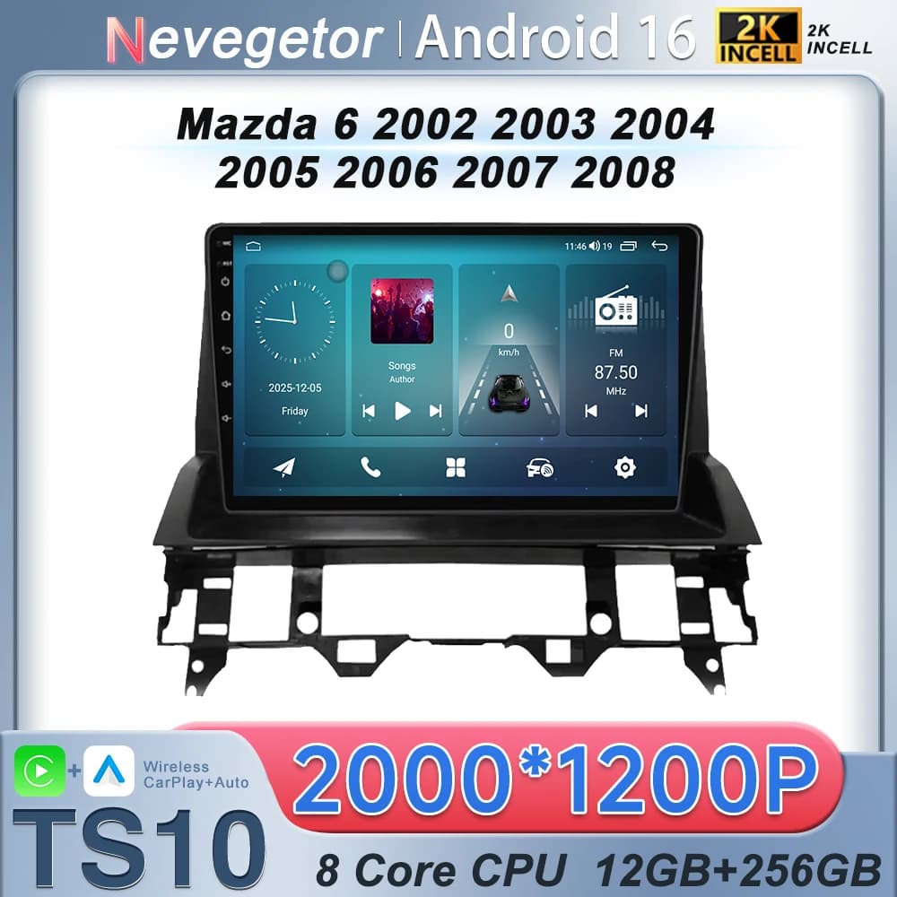 Per Mazda 6 2002-2008: Sistema Multimediale Intelligente Android 16 All-in-One con WIFI TS10CPU