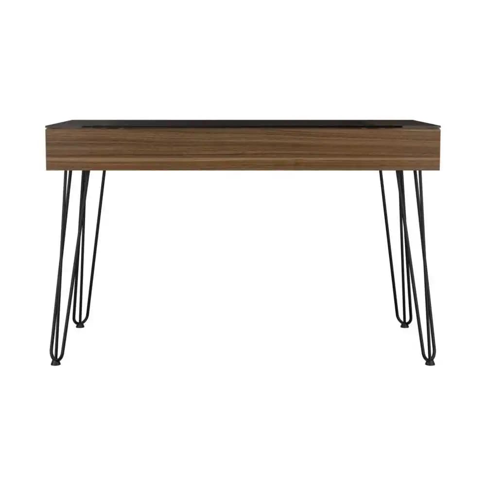 Mahogany 1-Drawer Rectangle Writing Desk with Hairpin Legs computer desk Office furniture