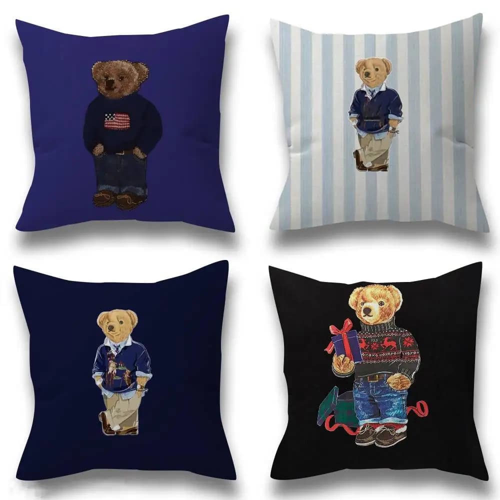Simpatico cuscino a forma di orsetto in peluche, federa per cuscino da divano, decorazione per la casa, regalo per bambini