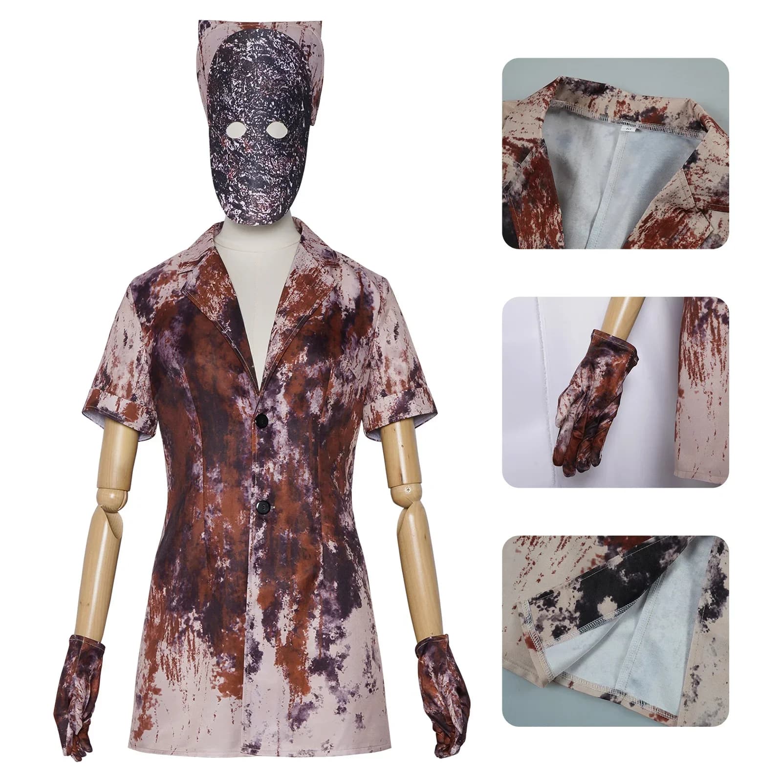 Movie Silent Hill Cosplay Nurse White Bloodstained belt and hat Uniform Halloween Costume Fancy Halloween Dress for Woman