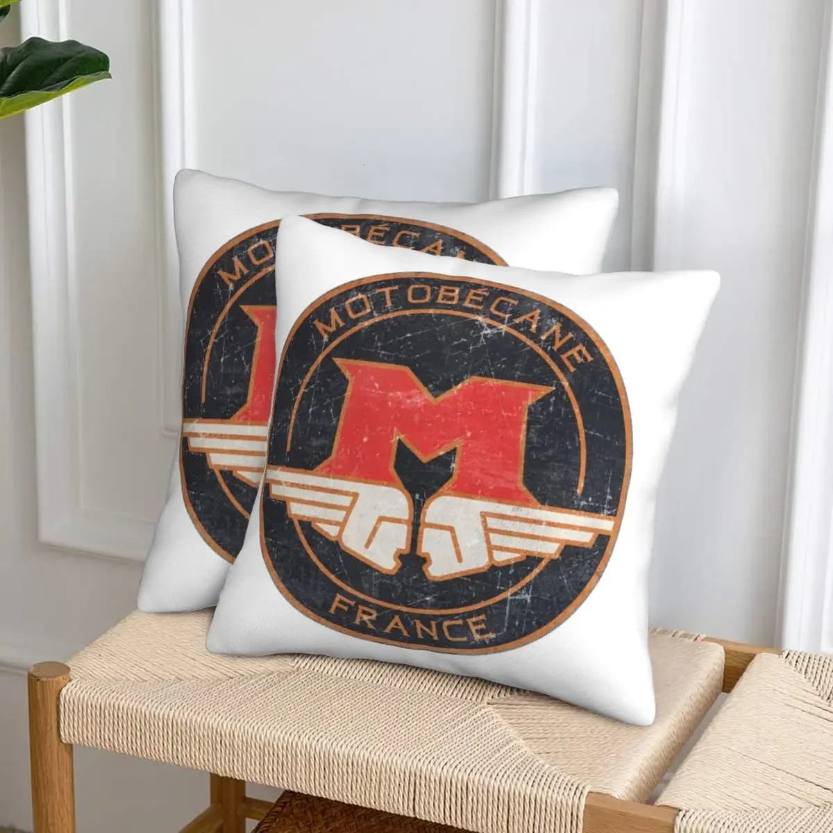 Motobecane Retro Badge 2 pcs Square Pillowcase Pillow Cover Cushion Decor Comfort Throw Pillow for Home Sofa