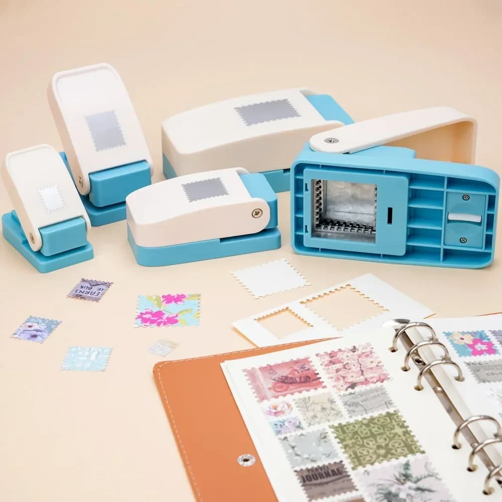 5Pcs/Set Square/Rectangular Postage Stamp Punch Large/Mini Stamp Punch For Lever Action Paper Crafting Scrapbooking Punches Tool