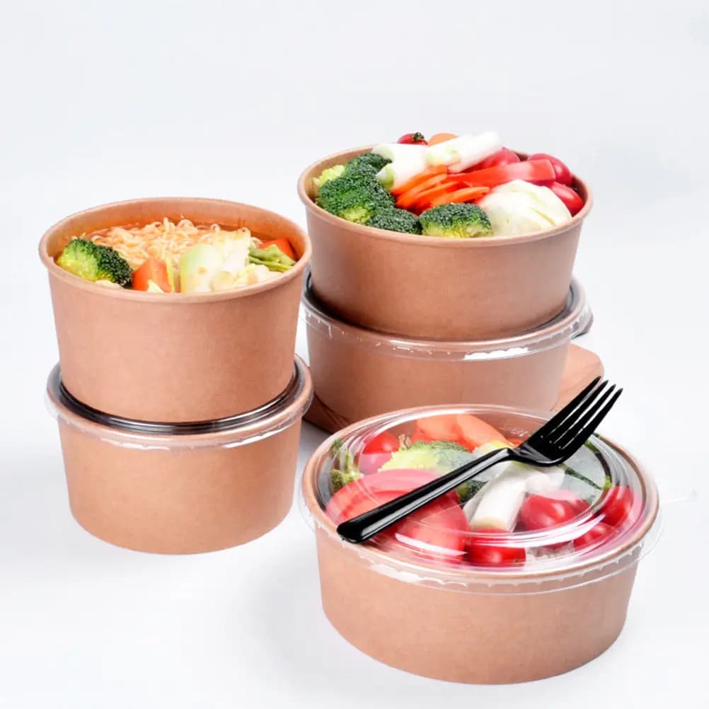 20Pcs Kraft Paper Bowls Leakproof Food Grade Disposable Salad Bowls Meal Prep Containers Party to-