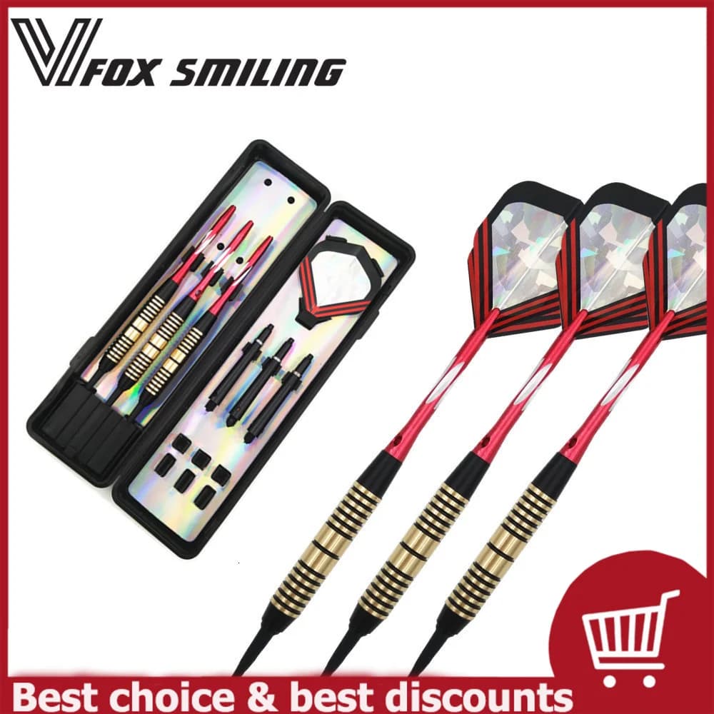 Fox Smiling 3 pezzi freccette elettroniche con punta morbida da 18 g con albero in lega di alluminio colore rosso