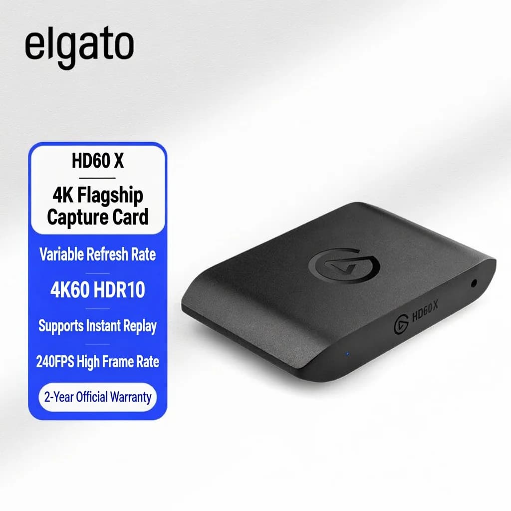 Elgato HD60 X 4K60 HDR10 Video Capture Card - 240FPS, VRR, Instant Replay, for PS5, Xbox, Switch, PC Streaming & Recording