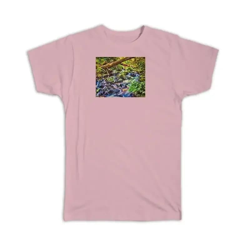 Watercolor Scenary Waterfall Trees T shirt