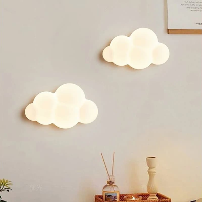 Lampade da parete a nuvola bianca per la cameretta dei bambini Camera dei bambini Lampade da parete sul comodino della camera da letto a forma di stella Ragazzo Ragazza Bambini Illuminazione per bambini 220V