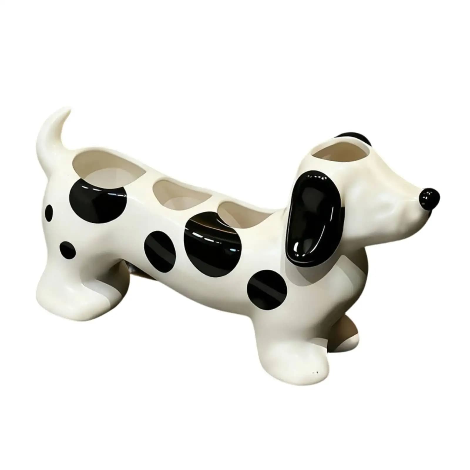 Toothbrush Holder Decorative Ceramic Cartoon Dog Bathroom Countertop Organizer for Children’s Restrooms and Compact Spaces