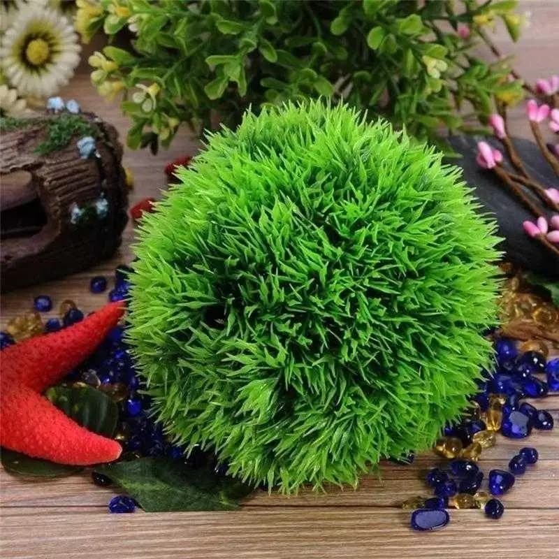 Piante Acquatiche Artificiali in Plastica 2026, Sfera d'Erba per Acquario, Ornamento per Pesci, Erba Ornamentale Chlorella per Decorazione Acquario