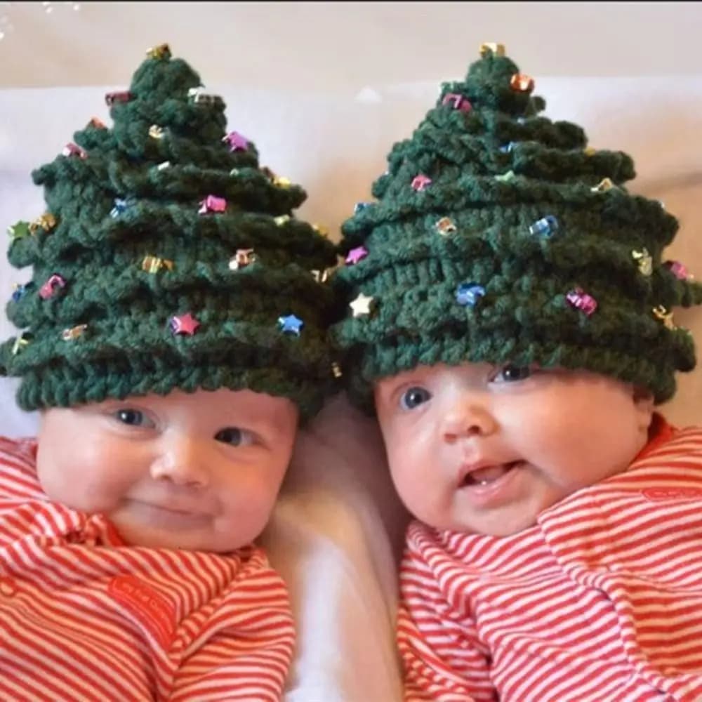 Tree Shaped Knitted Christmas Hat Warm Woolen Knitted Hat Hand Hook Crochet Wool Hat Christmas Party