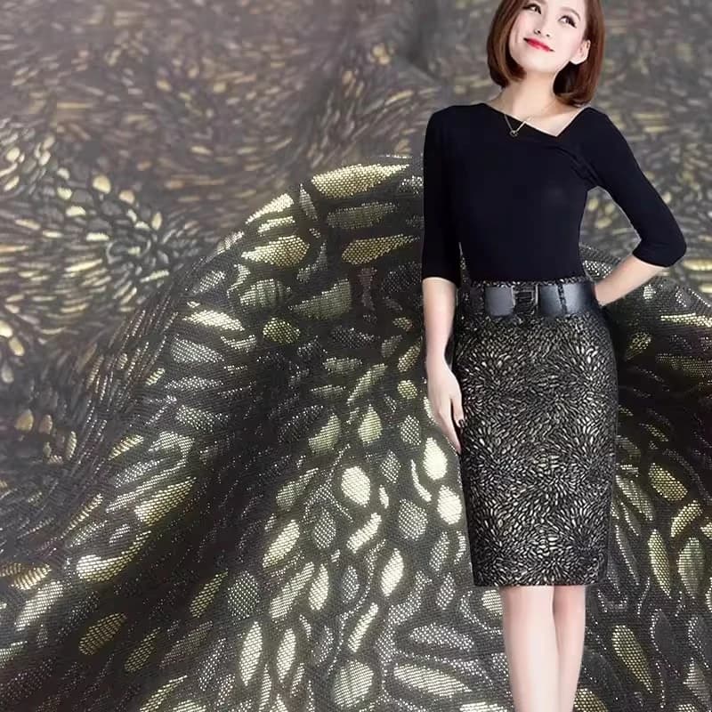 Jacquard Brocade Fabric Vintage Gold Fish Scale Dark Pattern Dress Trench Coat Suit Fabrics Diy Sew Wholesale Cloth by the Meter