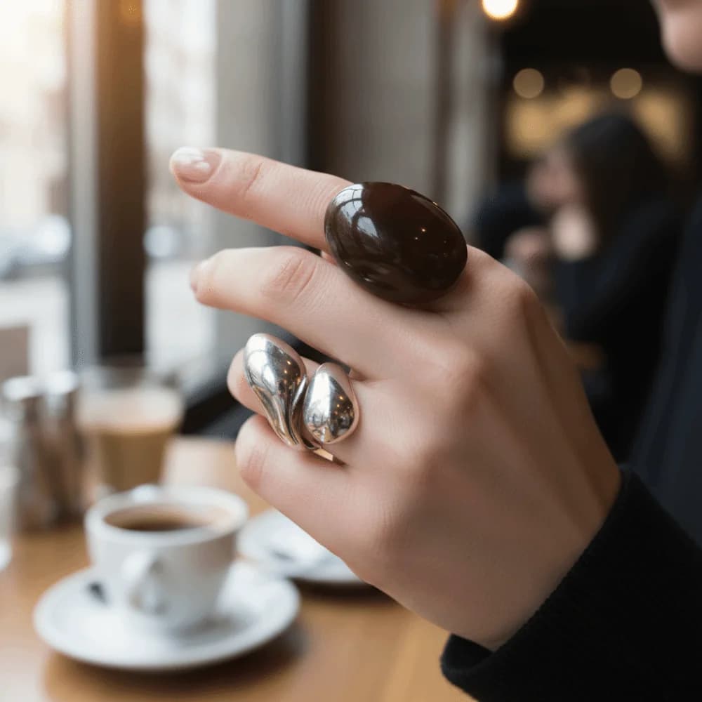 Acrylic Resin Knuckle Rings Smooth Surface Wide Water Drop Rings Irregular Retro Geometric Finger Rings Aesthetic Accessories