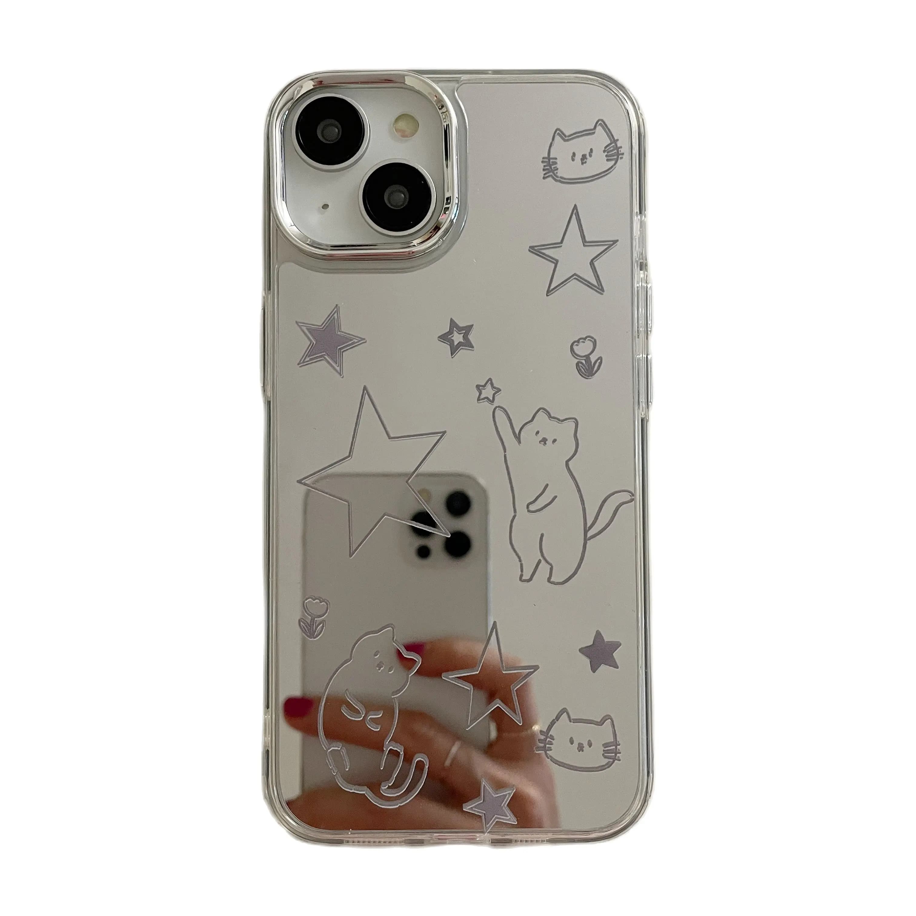Custodia per telefono con linea di gatto carino elettrolitico Cartoon INS per iPhone 16 15 14 13 Pro Max Cover posteriore Plus per 12 11 Pro Max Capa
