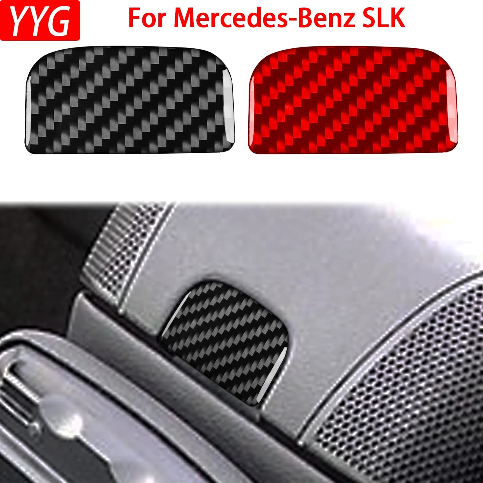 Adesivo Decorativo in Fibra di Carbonio per Pulsante Interruttore Console Centrale Mercedes-Benz SLK 2004-2010