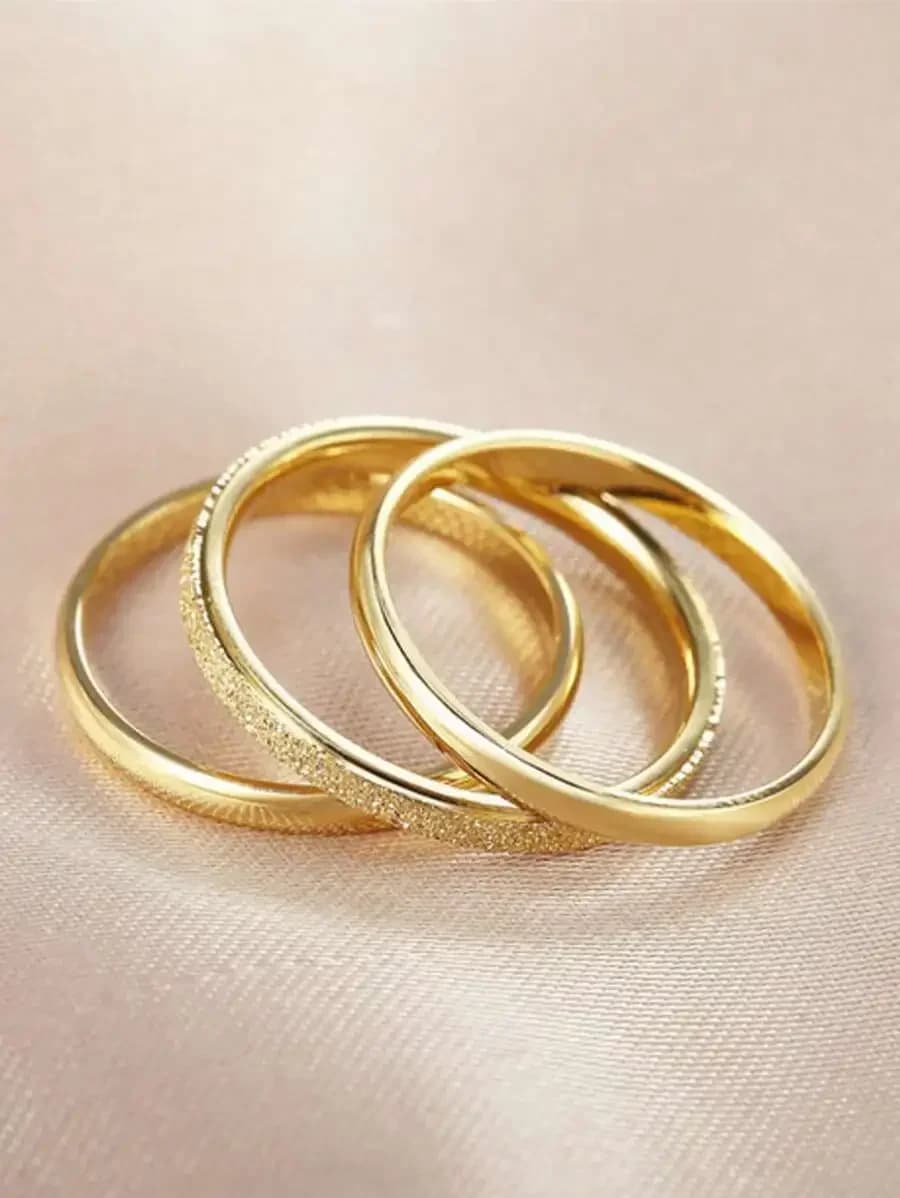 Set di 3 anelli in acciaio inossidabile opaco alla moda per adulti