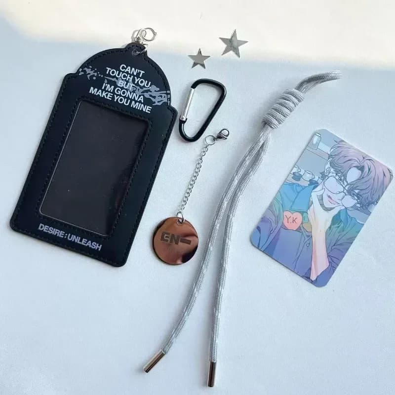 Anime ENHYPENS Merch PU Leather Card Holder 3 Inch Polaroid Photocard Case Kpop Idol Photocard Storage Sleeve Portable Keychain