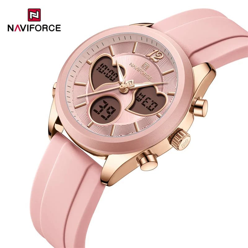 NAVIFORCE 2025 Fashionable luxury watches for women Quartz Dual Display 30M Women's Wrist Watch with Waterproof Silicone Sport Strap
