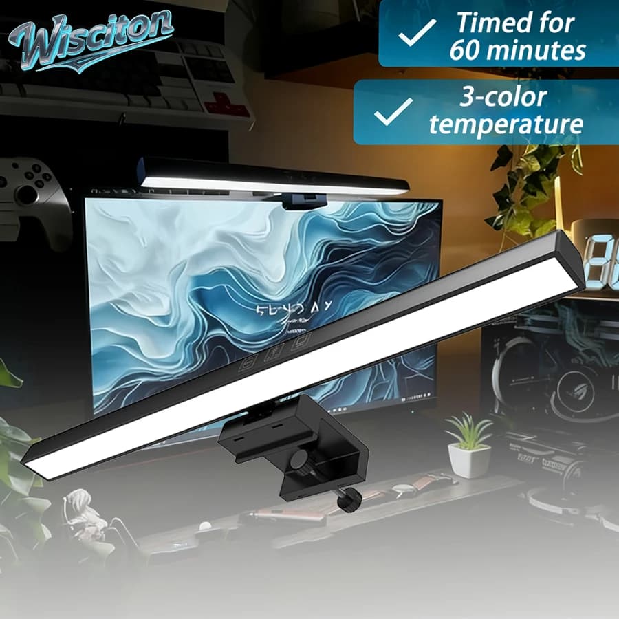 Barra luminosa per monitor a LED Luce notturna dimmerabile con lampada da scrivania a 3 colori Apprendimento Ufficio Lettura Protezione per gli occhi Lampada a sospensione per schermo
