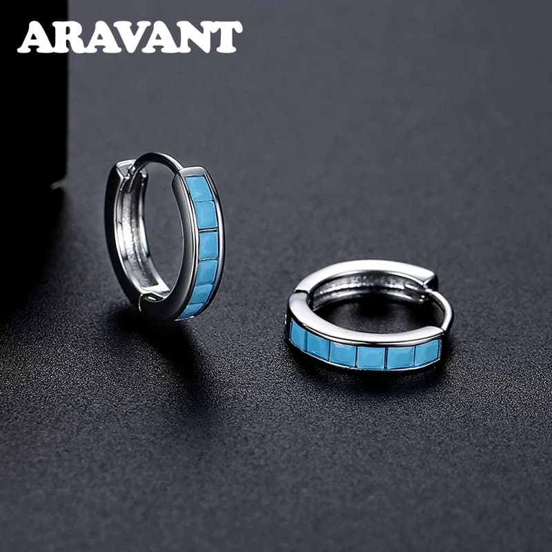 Orecchino a cerchio Aravant in argento 925 blu turchese per gioielli di moda da donna