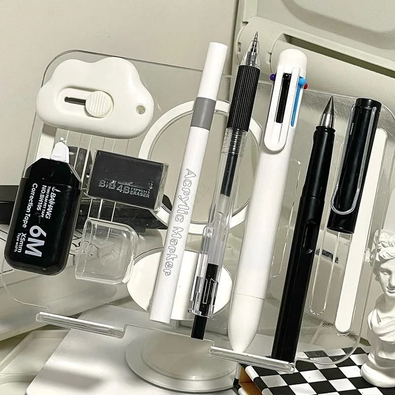 Set di cancelleria multifunzionale, nota adesiva, penna acrilica, coltello multiuso, nastro di correzione, gomma, matita, penna gel, cancelleria per studenti