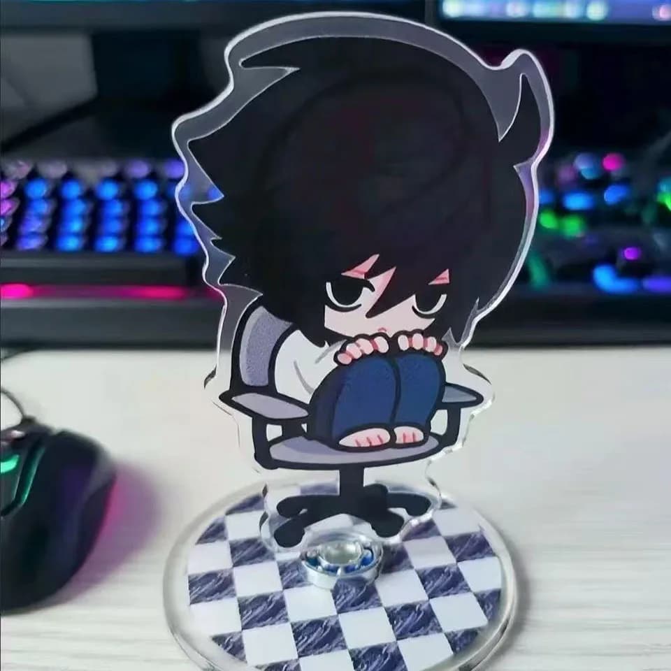 Anime Death Note L·Lawliet Cosplay Statuetta Girevole in Acrilico, Base per Esposizione, Decorazione da Scrivania, Oggetto per Feste di Halloween