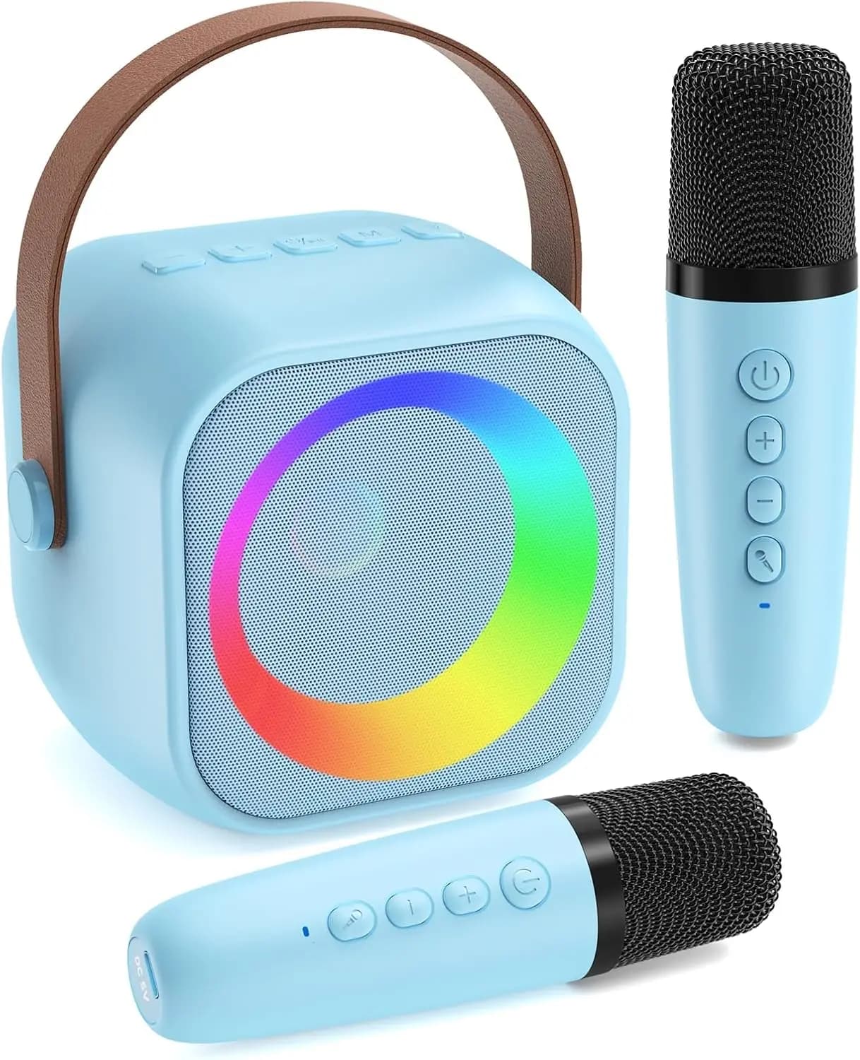 Macchina per Karaoke per Bambini con 2 Microfoni, Divertente Regalo Giocattolo per Bambini e Bambine dai 3 ai 12 Anni, Blu