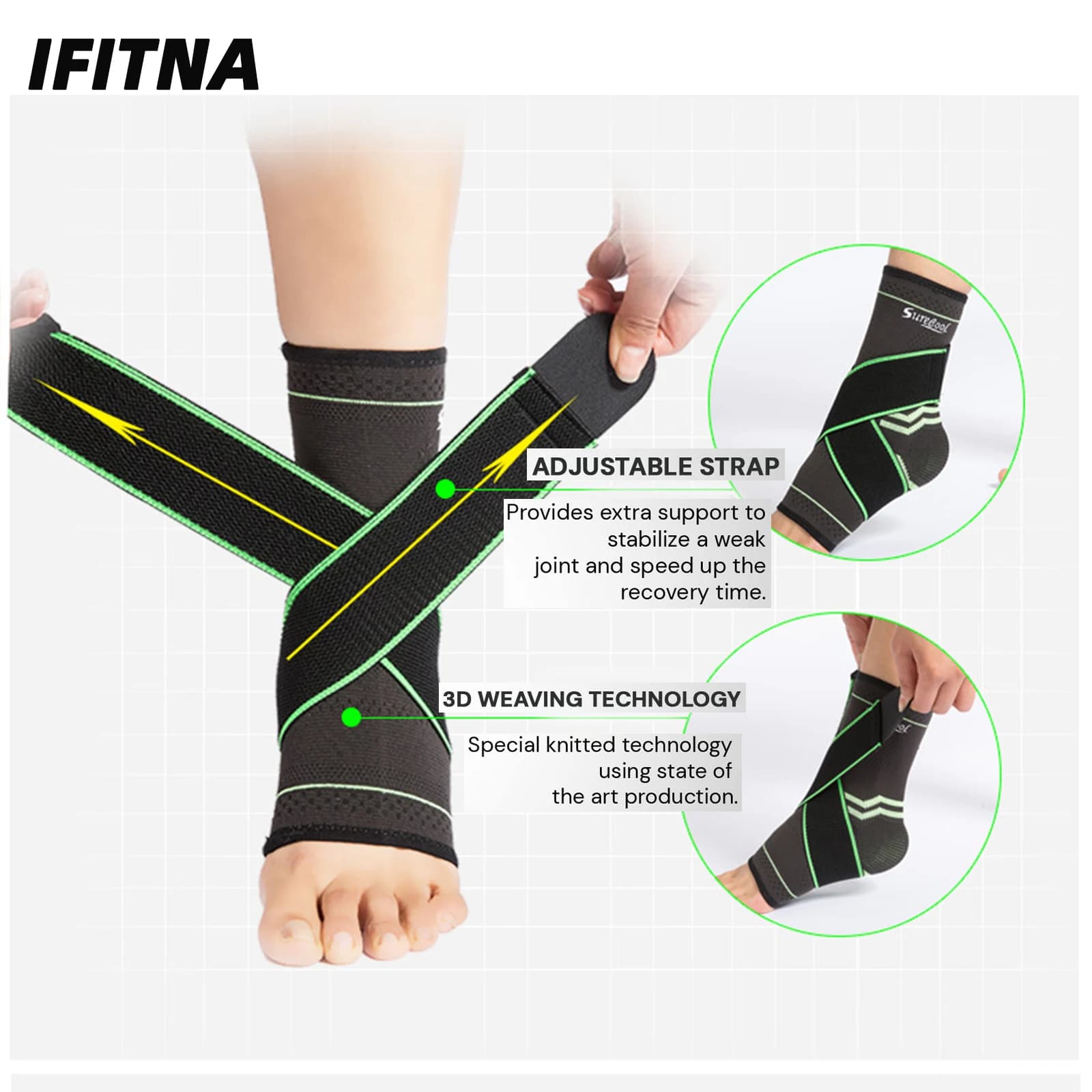Supporto per compressione regolabile per manica alla caviglia, cinturino per piede donna uomo sollievo per fascite plantare, protezioni per tallone protezione sportiva