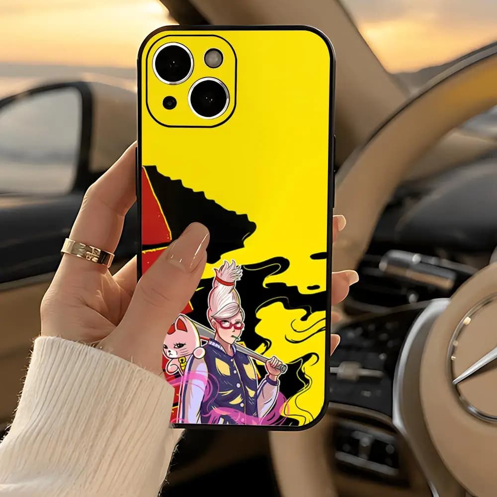 anime D-Dan Da Dan Phone Case Black Heavy-Duty Matte Shockproof Soft Case for iPhone 13/14/15/16/17 Pro Max