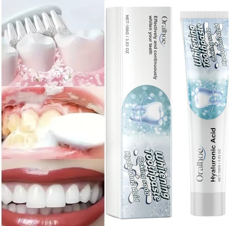 Dentifricio all'Acido Ialuronico per Riparare le Gengive, Sbiancare i Denti, Rimuovere Macchie e Placca, Ridurre le Carie, Migliorare l'Alito Cattivo, Dentifricio Sbiancante