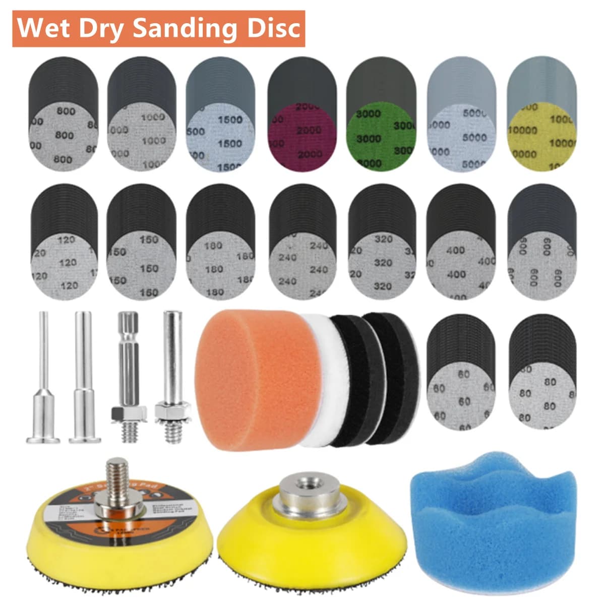 331/160 pezzi kit di ripristino riparazione fari auto 2/3 pollici 50mm piastra abrasiva spugna ceretta tampone abrasivo per lucidatura e levigatura