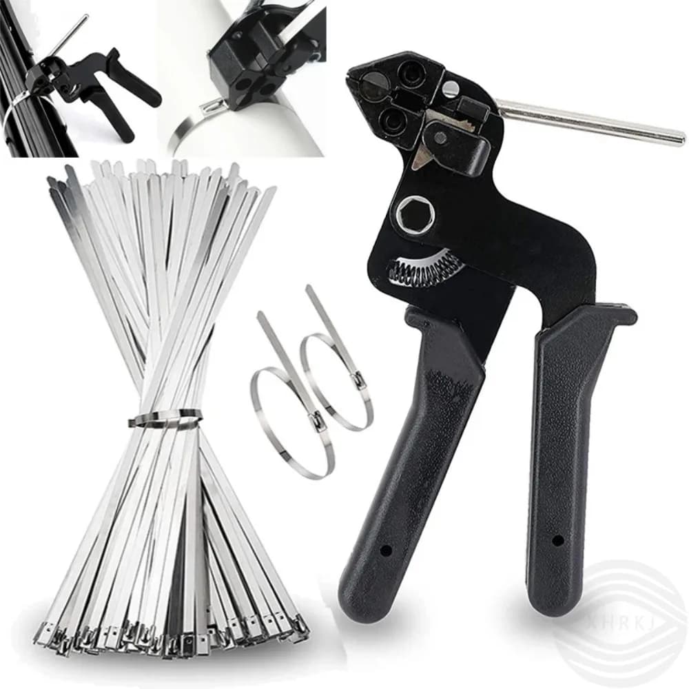 Fascetta per cavi in acciaio inossidabile Fascetta per cavi con bloccaggio multiuso Fascetta metallica Pinza per fascette per cavi a tensione automatica Strumento di fissaggio