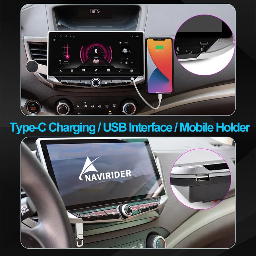 10.88inch Android 14 Screen For Citroen C5 2009 - 2017 Type-C Charging Mobile holder GPS Multimedia Video Player Carplay Stereo