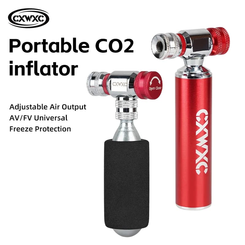 Pompa CO2 Mini per Bicicletta CXWXC, Gonfiatore per Pneumatici MTB e Bici da Strada, Strumento Portatile Universale AV/FV per Gonfiaggio Rapido, Pompa CO2 in Lega di Alluminio