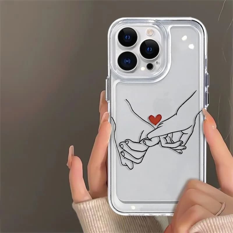 Cover per iPhone con motivo a pollice e cuore, anti-caduta e anti-urto, compatibile con iPhone 17 16 15 14 13 12 11 Pro/Max/Plus
