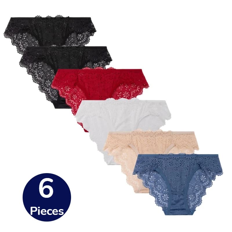 BZEL Set di 6 Mutandine da Donna, Eleganti e Alla Moda con Dettagli Traforati, Lingerie Sexy, Slip Femminili Comodi e Traspiranti in Offerta