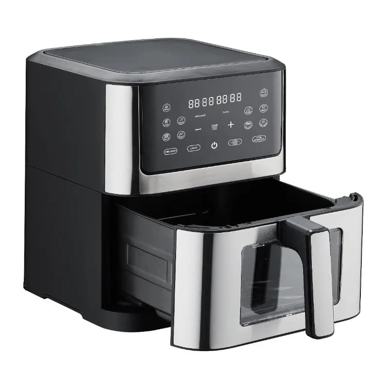 Large Air Fryer Toaster With 1800 Watt Light Emitter Displays Single Pot With Visible Baking Window