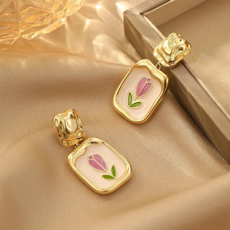 Orecchini a Goccia Tulipano in Argento 925, Piccoli ed Eleganti, di Tendenza, Moda Premium, Lusso Leggero